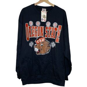 Vintage 90s NWT Oregon State Beavers Sweater Pullover Adult 2XL Black Sweatshirt